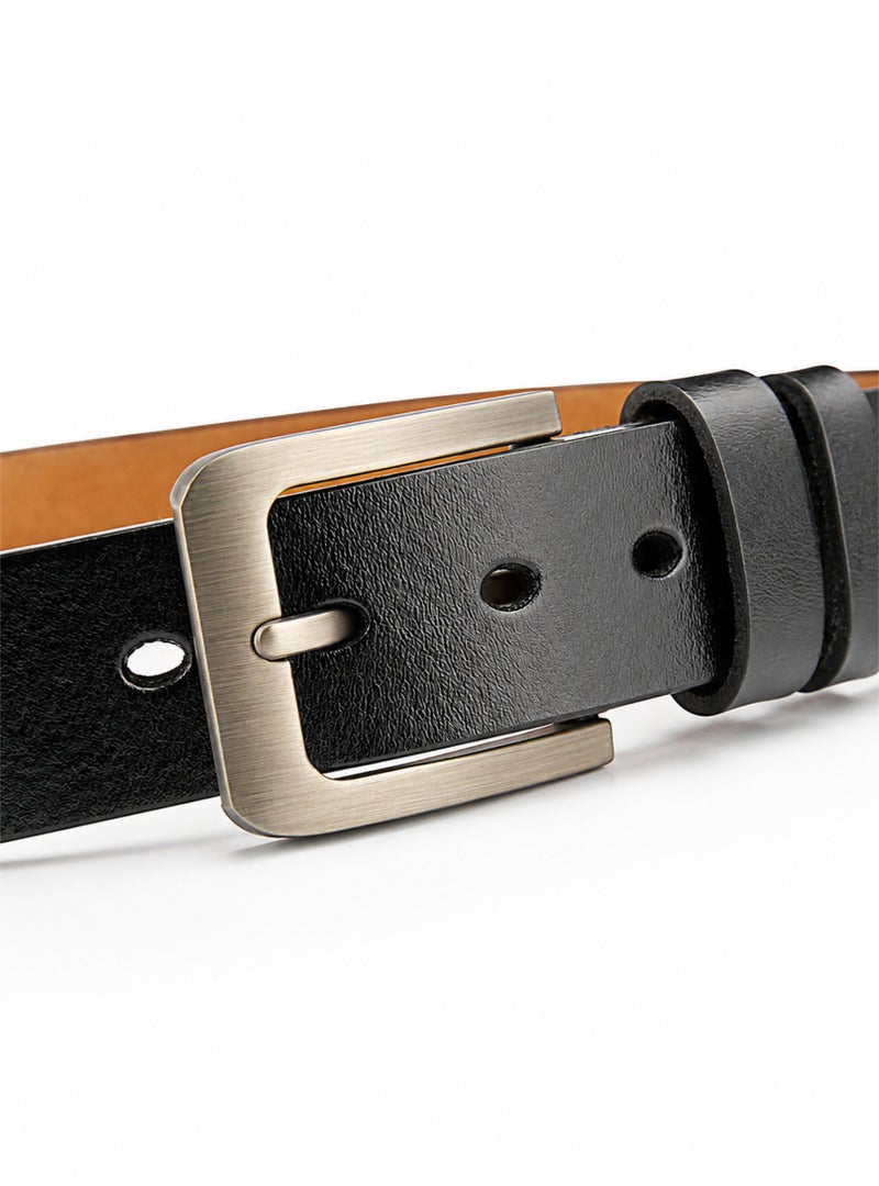 HASTE Genuine Leather Belt - Pin Buckle Extra Long - 125cm - Black - Image 3