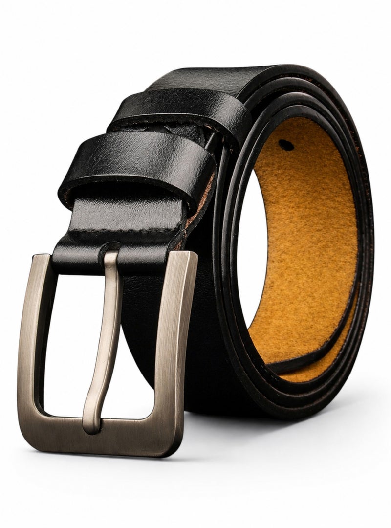 HASTE Genuine Leather Belt - Pin Buckle Extra Long - 125cm - Black - Image 1
