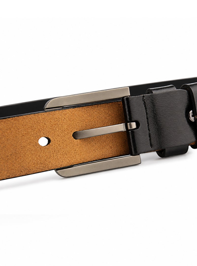 HASTE Genuine Leather Belt - Pin Buckle Extra Long - 125cm - Black - Image 4