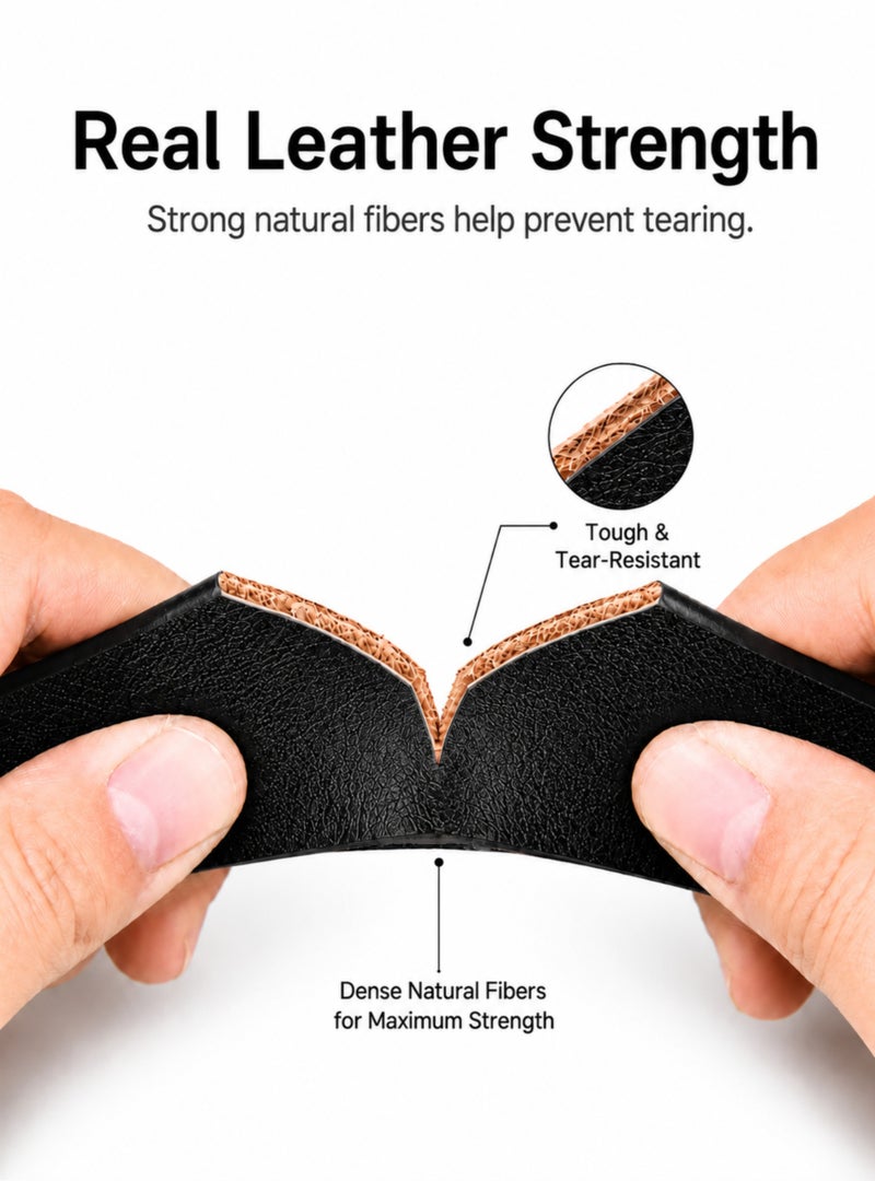 HASTE Genuine Leather Belt - Pin Buckle Extra Long - 125cm - Black - Image 5
