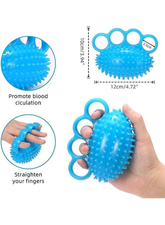 Four Finger Hand Grip Strengthener, Finger Exerciser Ball and Hand Exercisers for Strength, Grip Strengthening, Improve Flexibility, Hand Therapy Ball for Hand Cramps and Recovery Blue