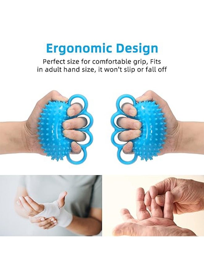 Ocean Four Finger Hand Grip Strengthener, Finger Exerciser Ball and Hand Exercisers for Strength, Grip Strengthening, Improve Flexibility, Hand Therapy Ball for Hand Cramps and Recovery Blue  - Image 3