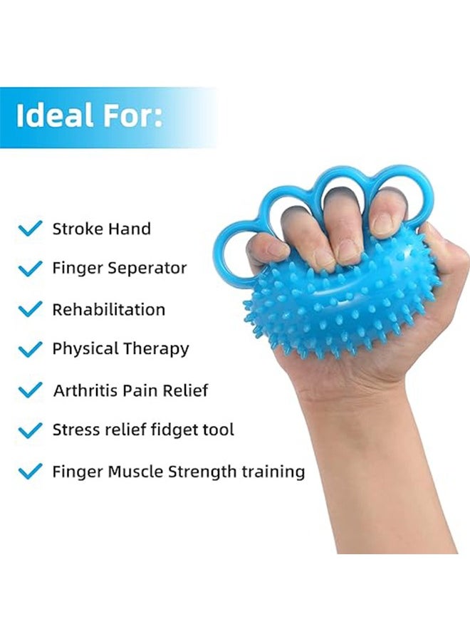 Ocean Four Finger Hand Grip Strengthener, Finger Exerciser Ball and Hand Exercisers for Strength, Grip Strengthening, Improve Flexibility, Hand Therapy Ball for Hand Cramps and Recovery Blue  - Image 2