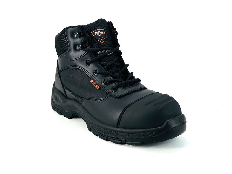 Shield أحذية أمان للرجال توربو S3 | أحذية عمل سوداء عالية القطع مع رأس أصبع فولاذي، مقاومة للانزلاق، مقاومة للماء، HRO ونعل وسطى فولاذي مضاد للاختراق - Image 3