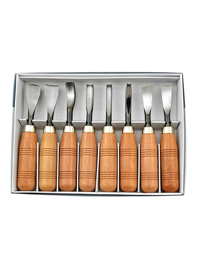 NIBEMINENT 8-Piece Wood Carving Tool Beige/Silver 15x2.5x15cm - Image 1