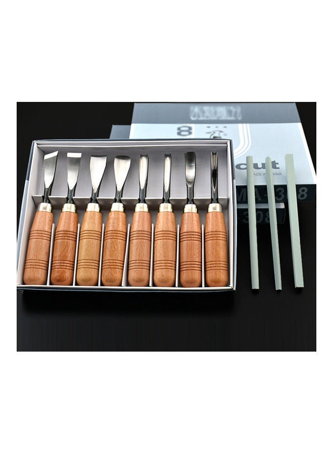 NIBEMINENT 8-Piece Wood Carving Tool Beige/Silver 15x2.5x15cm - Image 4