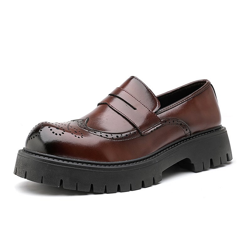 Men'S Casual Style Leather Shoes, Trendy Large-Toe Slip-On Loafers, Men'S Business Thick-Soled Heightening Large Size 4546 Men - Image 1