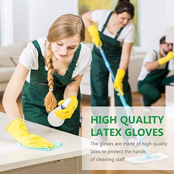 Ekon Pack Of 5 Silicon Latex Non Slip Multipurpose Heavy Duty Reusable Safety Rubber Hand Gloves For House Hold Home Dish Utensils Car Washing Kitchen Bathroom Toilet Tiles Cleaning Men Women Yellow - Image 4