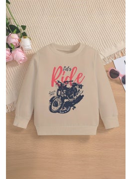 New Season Let's Ride Written Motorcycle Printed Oversize Hooded Kids Sweatshirt 13605