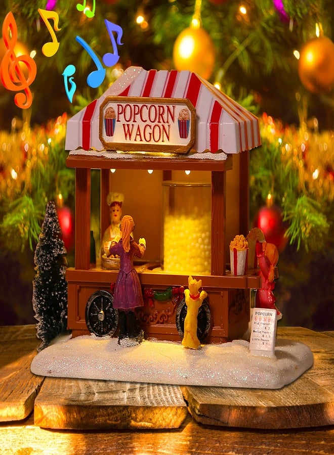 بيوت قرية عيد الميلاد من JOYOFXMAS، قرية الفشار المضيئة بتقنية LED مع 8 موسيقى، مجسم منزل الفشار لعيد الميلاد، ديكور منزلي - Image 1