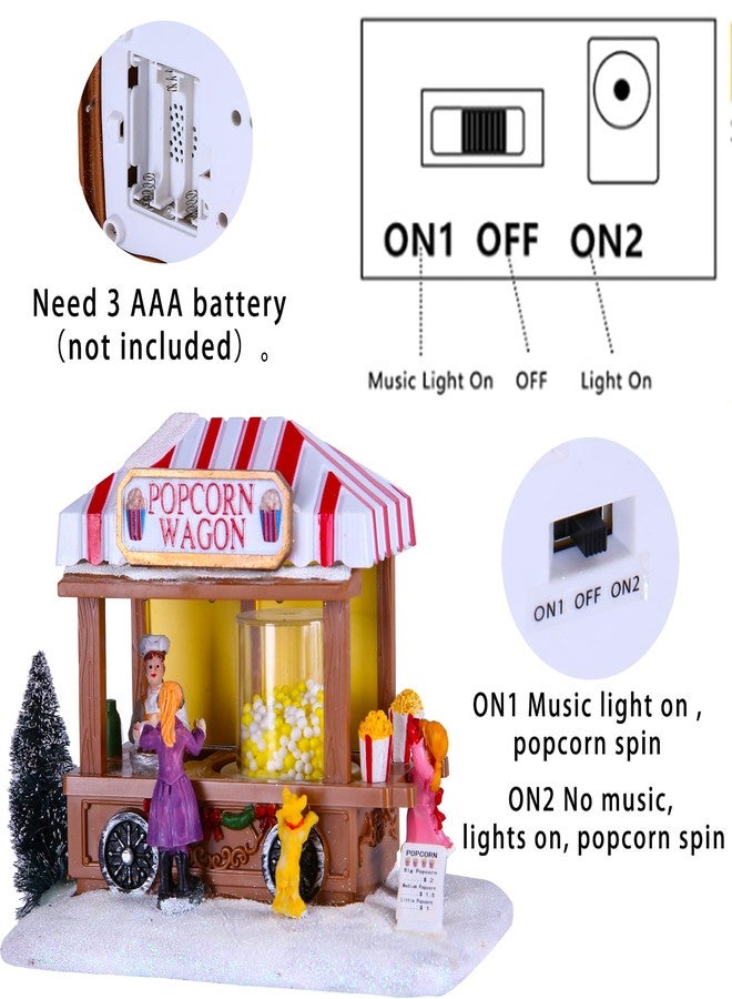 بيوت قرية عيد الميلاد من JOYOFXMAS، قرية الفشار المضيئة بتقنية LED مع 8 موسيقى، مجسم منزل الفشار لعيد الميلاد، ديكور منزلي - Image 4