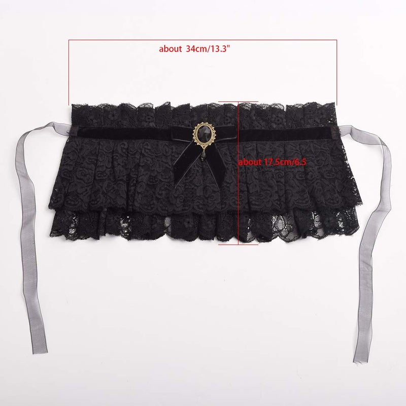 BLESSUME Lolita Neck Collar Elizabethan Ruff Gothic Lace Neck Ruff Collar (Black) - Image 2
