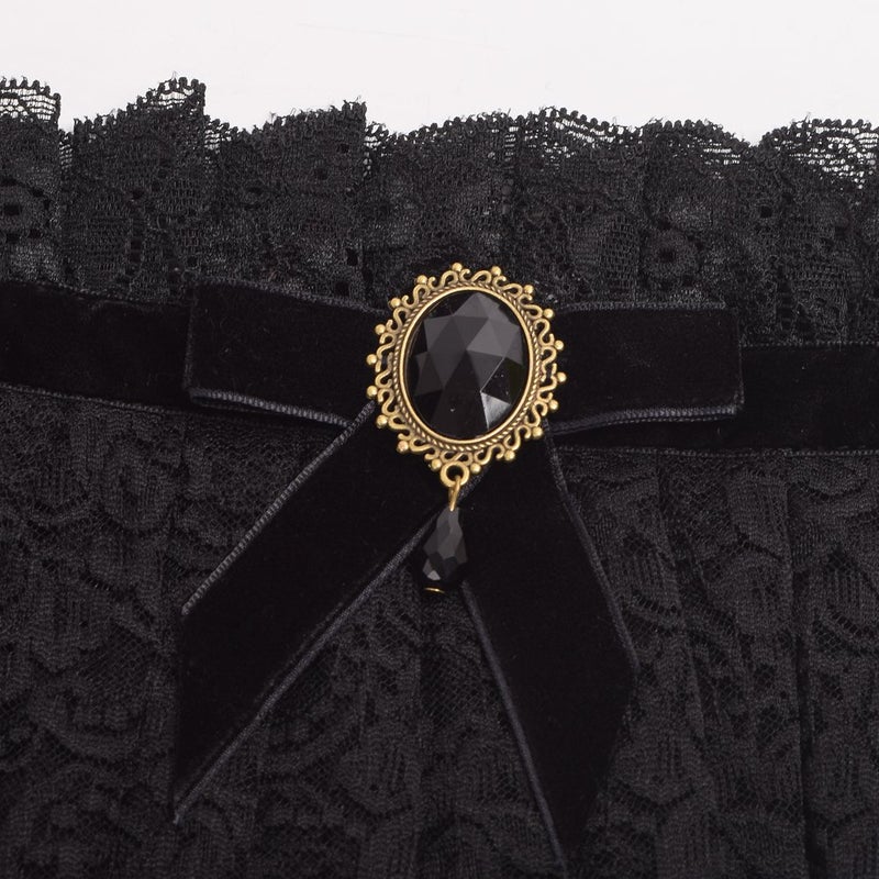 BLESSUME Lolita Neck Collar Elizabethan Ruff Gothic Lace Neck Ruff Collar (Black) - Image 5