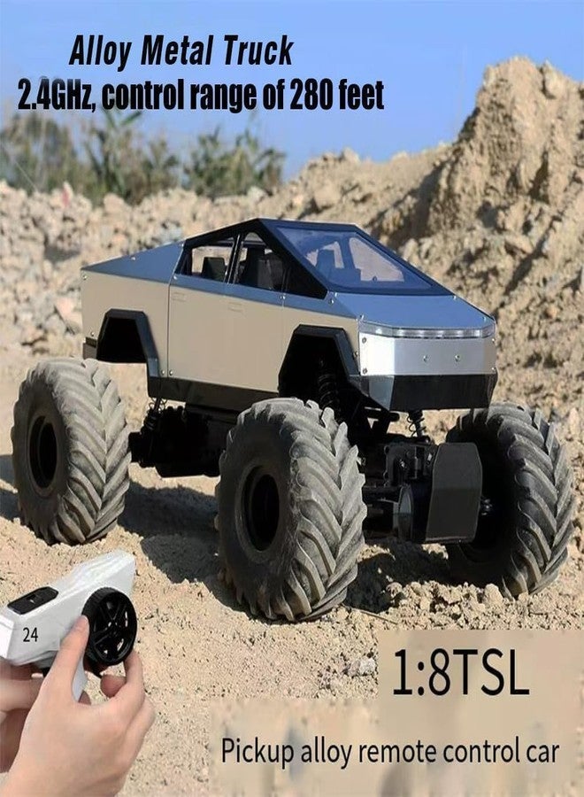 Bhavenu Cyber Style Truck Alloy RC Cars 1:8 Metal Big Remote Control Car 2.4 GHz 36KPH -4WD All Terrain RTR Trucks Aluminum Shock Climbing 35° Angles Sound&Light Effect Truck 4.3LB 21IN for Kids - Image 3