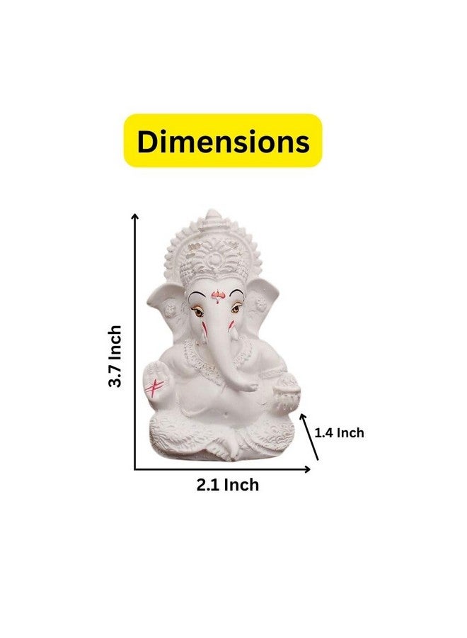 Collectible India Ganesh Idol Ganesha Statue for Car Dashboard White (8 x 10 cms) - Image 3