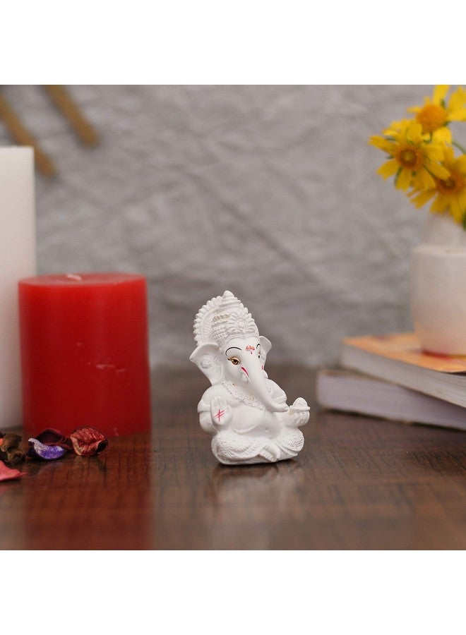 Collectible India Ganesh Idol Ganesha Statue for Car Dashboard White (8 x 10 cms) - Image 5