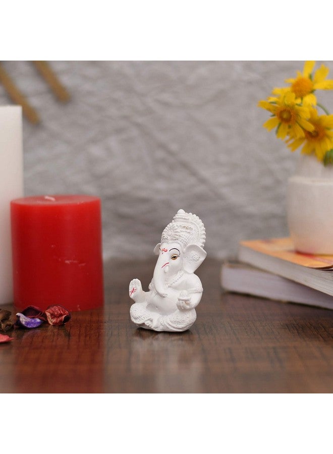 Collectible India Ganesh Idol Ganesha Statue for Car Dashboard White (8 x 10 cms) - Image 4
