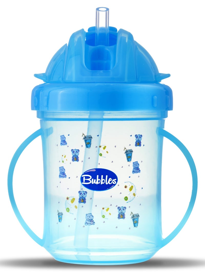 Bubbles Baby Cup with Silicone Straw Blue 200 ML