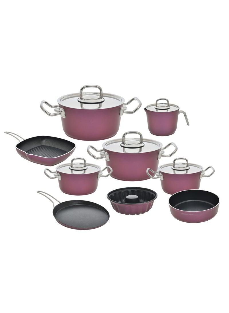 lines Turkish Tefal Granite Cookware Set by Lines – 10-Piece Set – glass Lid – Suitable for all stovetops – Made in Turkey. Turkish Granite Cookware Set by Lines – 10-Piece Set – Sizes 18/20/24/28 cm + 28 cm Grill Pan + 28 cm Oven Tray + Glass  Lid – 6 Colors (Red) - Image 5