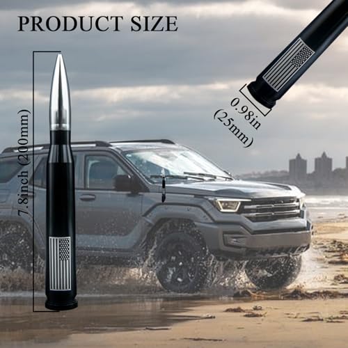 Enmpnornb 7.8inch Black-Silver Bullet Antenna Replacement for Various car Models,Dodge, Chevrolet, Raptor Truck Antenna Accessories - Image 4