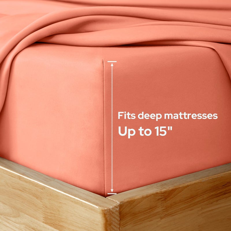 HOMEIDEAS Queen Size Bed Sheets - 6 Piece Set (Coral) - Extra Soft Brushed Microfiber 1800 Bedding Sheets  Deep Pocket  Wrinkle & Fade Free - Image 3