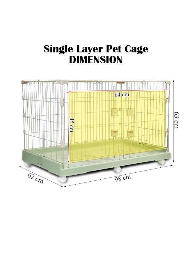 أن ان سي بيتس بيت قطط بعجلات دوارة، تصميم واسع، إطار معدني قوي، باب أمامي كبير، قفص للكلاب بطول 98 سم، قفص للأرانب، سريع التجميع، قفص قطط داخلي وخارجي، مثالي للحيوانات الأليفة الصغيرة والكبيرة (أخضر) - Image 2