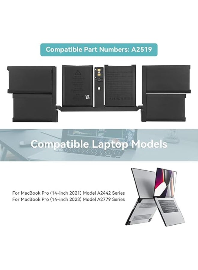 Replacement Battery 69.9 Wh for MacBook Pro 14" (2021–2023) – 11.46–11.47 V Li‑Polymer - Image 5