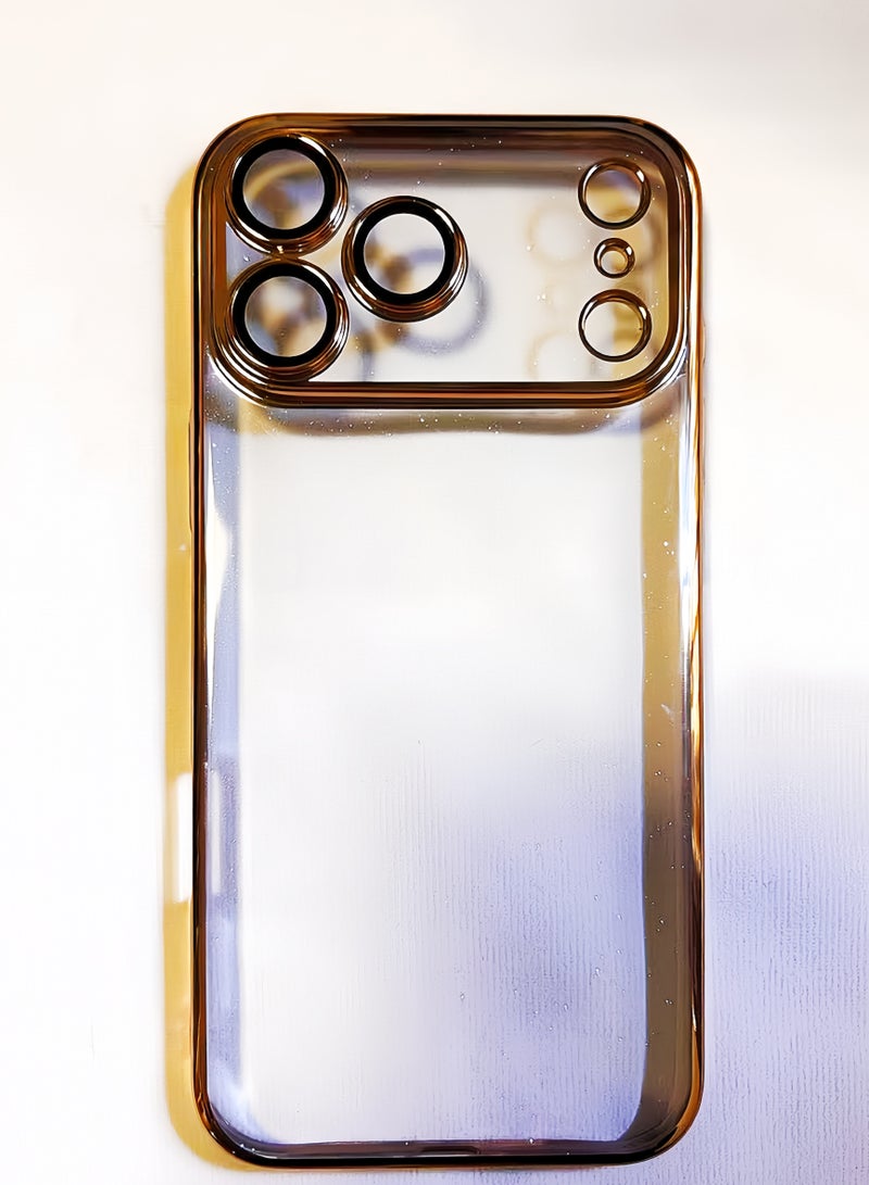 Compatible for iPhone 17 Pro Case, Cute Clear Glitter Bling Sparkly Case,3 Diamond Camera Lens Protectors,6.3 Inch(Glitter Gold) - Image 1