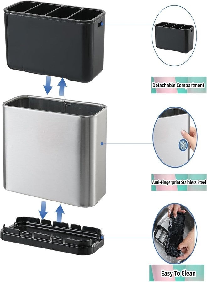Foliam Surface Stainless-Steel Cutlery Drainer Kitchen Sink Cutlery Drainer and Organiser Cutlery Storage Holder - Image 2
