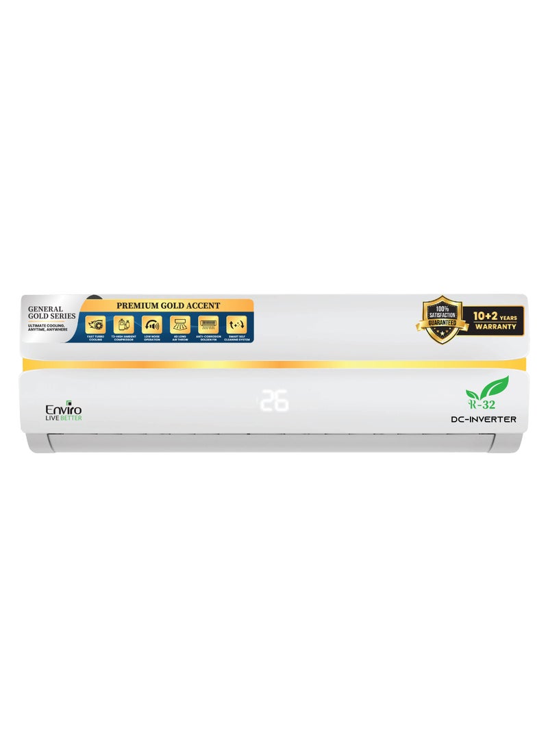 إنفيرو مكيف هواء سبليت عاكس تيار مستمر من إنفيرو، سعة 1.5 طن، طراز EAC-18GST3، ضاغط T3، غاز التبريد R32، سلسلة جنرال جولد، زعانف ذهبية مقاومة للتآكل، وضع التبريد التوربيني، تدفق هواء طويل المدى + تدفق هواء رباعي الأبعاد، وضع توفير الطاقة، وضع النوم، وقفل أمان للأطفال - Image 1