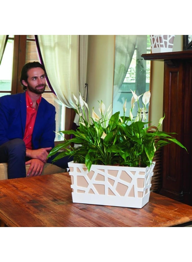 IDEL Rectangular Planter Pot with Self Watering system and Water Indicator - Mosaic Flowerbox 40cm - Decorative planter with Modern Geometric Design for Balcony, Windowsill & Garden by Idel - Image 3