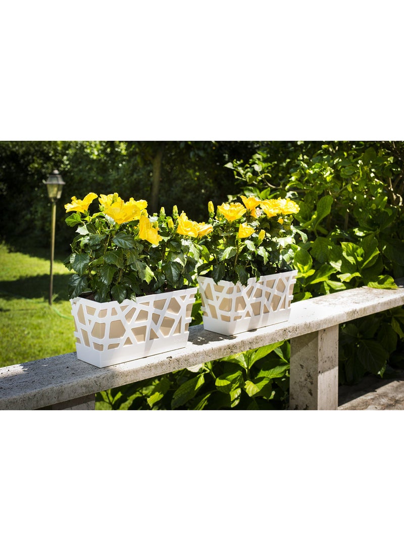 IDEL Rectangular Planter Pot with Self Watering system and Water Indicator - Mosaic Flowerbox 40cm - Decorative planter with Modern Geometric Design for Balcony, Windowsill & Garden by Idel - Image 4