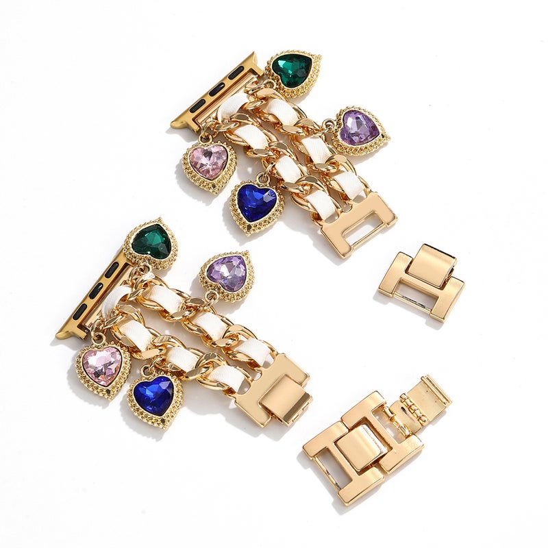 A Four-Color Love Pendant Ladies Strap Is Suitable For Iwatch10/9/8/7/6/5/4/3/2/1 Generation Gold - Image 5