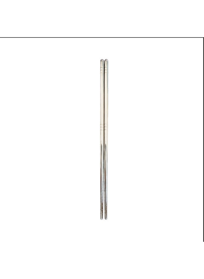 Square 304 Stainless Steel Chopsticks Anti-slip Metal Chopsticks Home Use High Temperature Resistant Disinfect Laser Logo-Color:Light Body 6 Ring Style [half Square]]-Specifications:19cm (child Size)/double  - Image 1