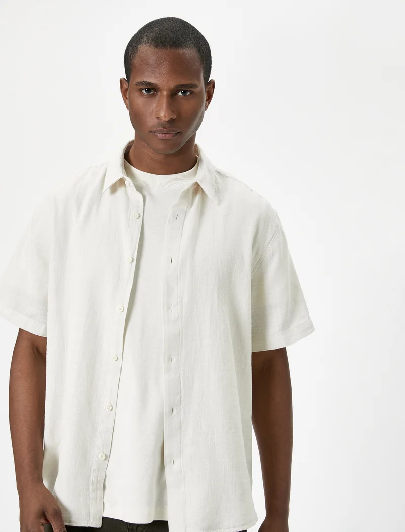 KOTON Classic Neck Short Sleeve Shirt