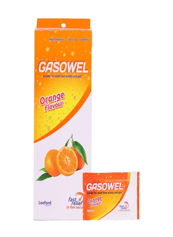 Leeford Gasowel Orange Ayurvedic Antacid Powder - 50 Sachets | Fast Relief from Acidity, Indigestion, Gas & Bloating | Refreshing Orange Flavour | 100% Natural Digestive Support | Travel-Friendly Sachets - Image 1
