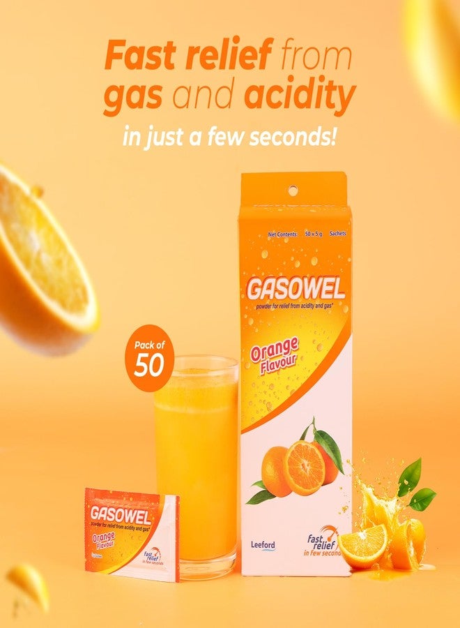 Leeford Gasowel Orange Ayurvedic Antacid Powder - 50 Sachets | Fast Relief from Acidity, Indigestion, Gas & Bloating | Refreshing Orange Flavour | 100% Natural Digestive Support | Travel-Friendly Sachets - Image 2