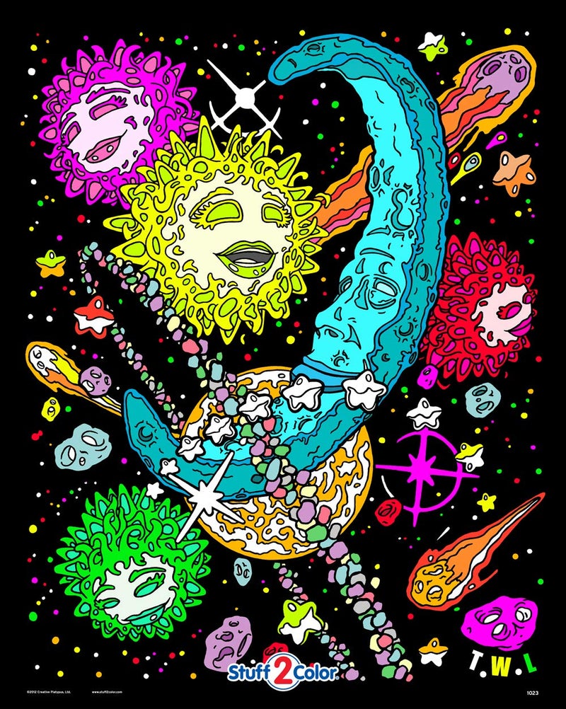 Stuff2Color Cosmos - Fuzzy Velvet Coloring Poster for Kids and Adults (Arrives uncolored) - Image 1