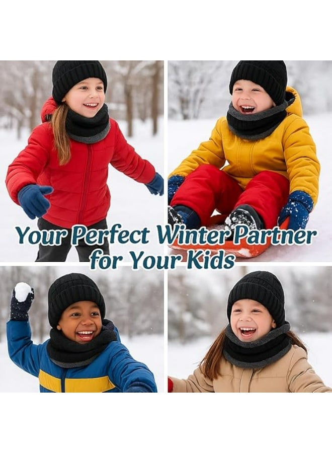 FengSVMA 2 Piece Knitted Winter Hat and Scarf Set for Boys and Girls - Warm Knit Beanie and Neck Warmer with Soft Lining for Cold Weather - Image 5