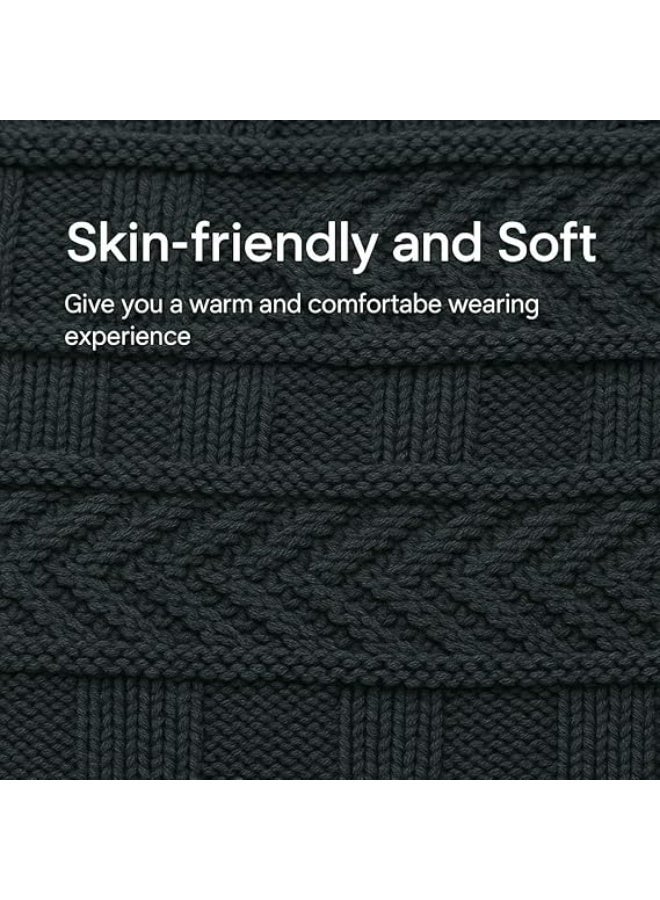 FengSVMA 2 Piece Knitted Winter Hat and Scarf Set for Boys and Girls - Warm Knit Beanie and Neck Warmer with Soft Lining for Cold Weather - Image 3