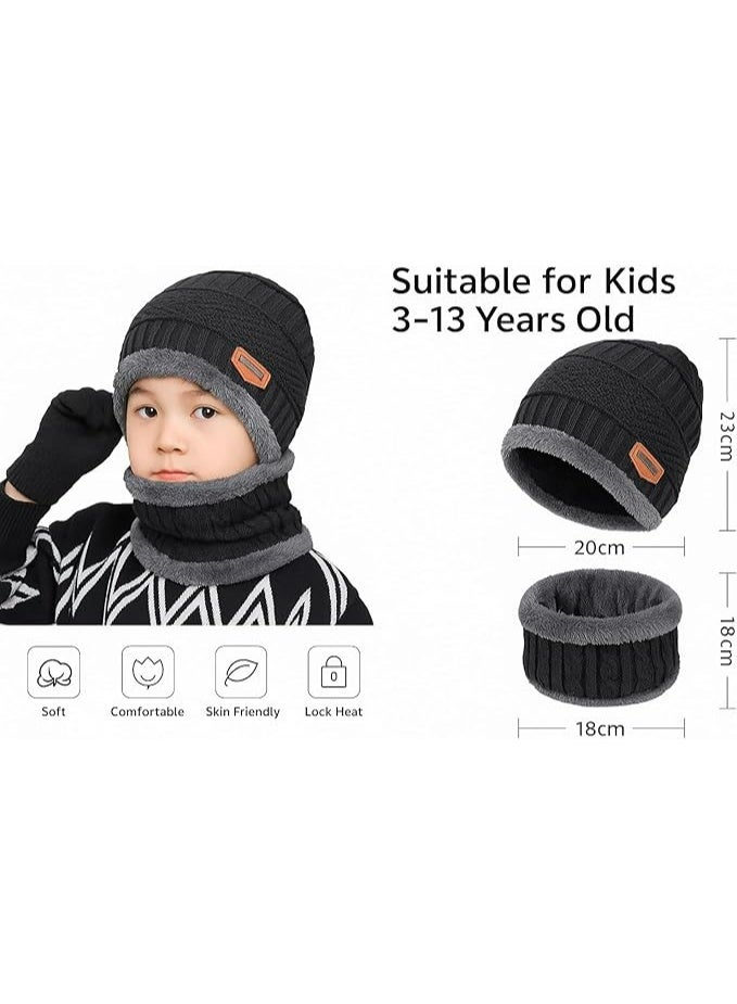 FengSVMA 2 Piece Knitted Winter Hat and Scarf Set for Boys and Girls - Warm Knit Beanie and Neck Warmer with Soft Lining for Cold Weather - Image 4