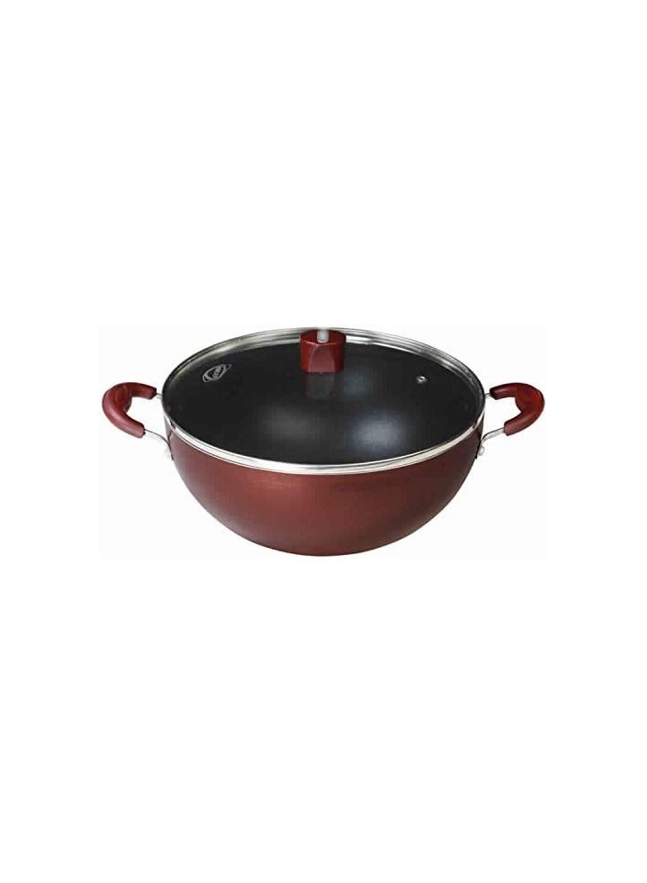 NIRLEP by Bajaj Electricals Select J Class 2 L Aluminium Non Stick Induction Deep Kadhai with Lid (Maroon, 22 cm, 2.6 mm) - Image 1