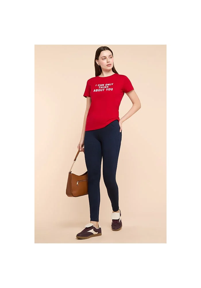 أر أند بي Solid Jeggings with Elastic Waist