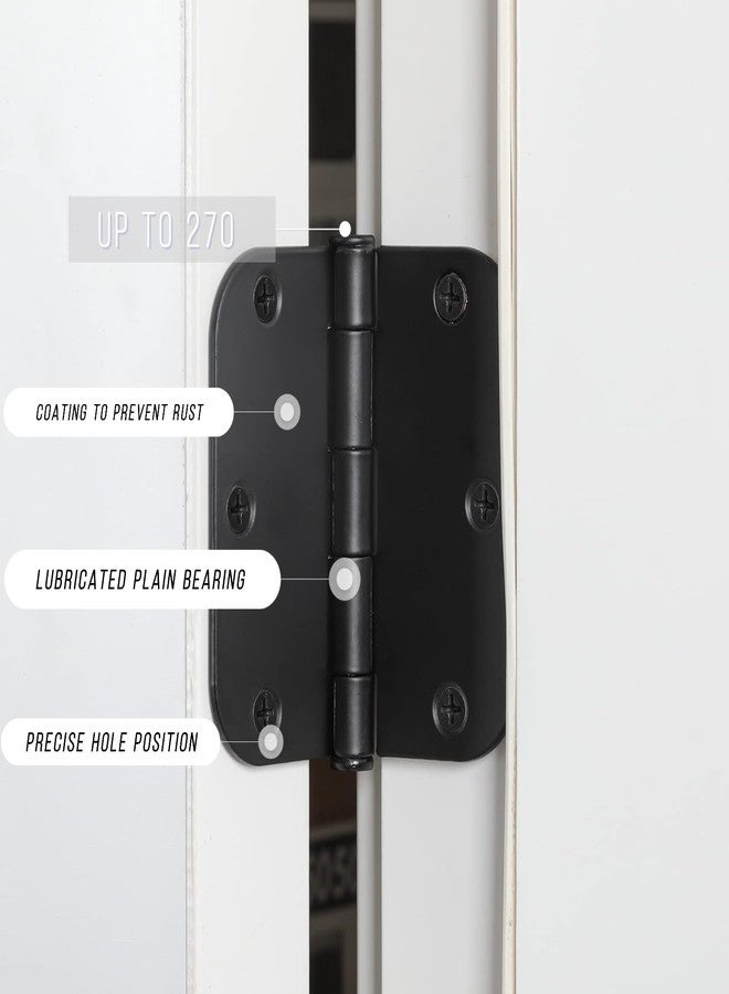 HOME MASTER HARDWARE 3 Pack Rounded Matte Black Door Hinges, 3.5 Inch Interior Door Hinges, 5/8" Radius Corners Residential Bedroom Door Hinge for Office/Bedroom/Study Living Room - Image 2