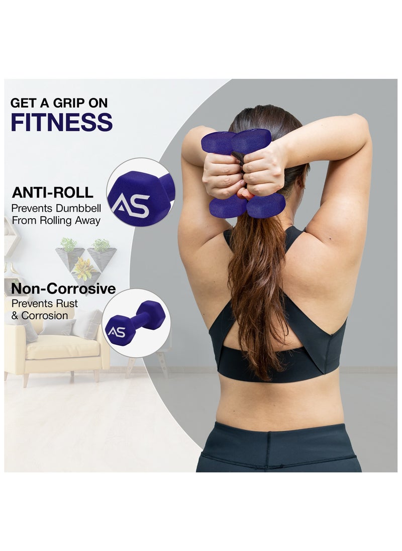 Allure Sphere Sphere Neoprene Dumbbell Set For Home Gym Exercise - Anti Slip Fitness Equipment For Pilates, Cardio, Training - Anti Sweat Hex Dumbbells In 1Kg 2Kg 3Kg 4Kg 5Kg In Pair  - Image 4