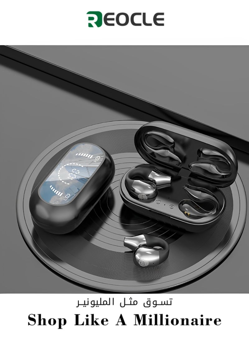 ريوكل سماعات رأس مفتوحة الأذن سماعات توصيل عظمي مريحة بمشبك سماعات أذن لاسلكية بلوتوث 5.3 سماعات أذن رياضية 99 ساعة سماعات أذن عالية الدقة IPX5 للجري - Image 1