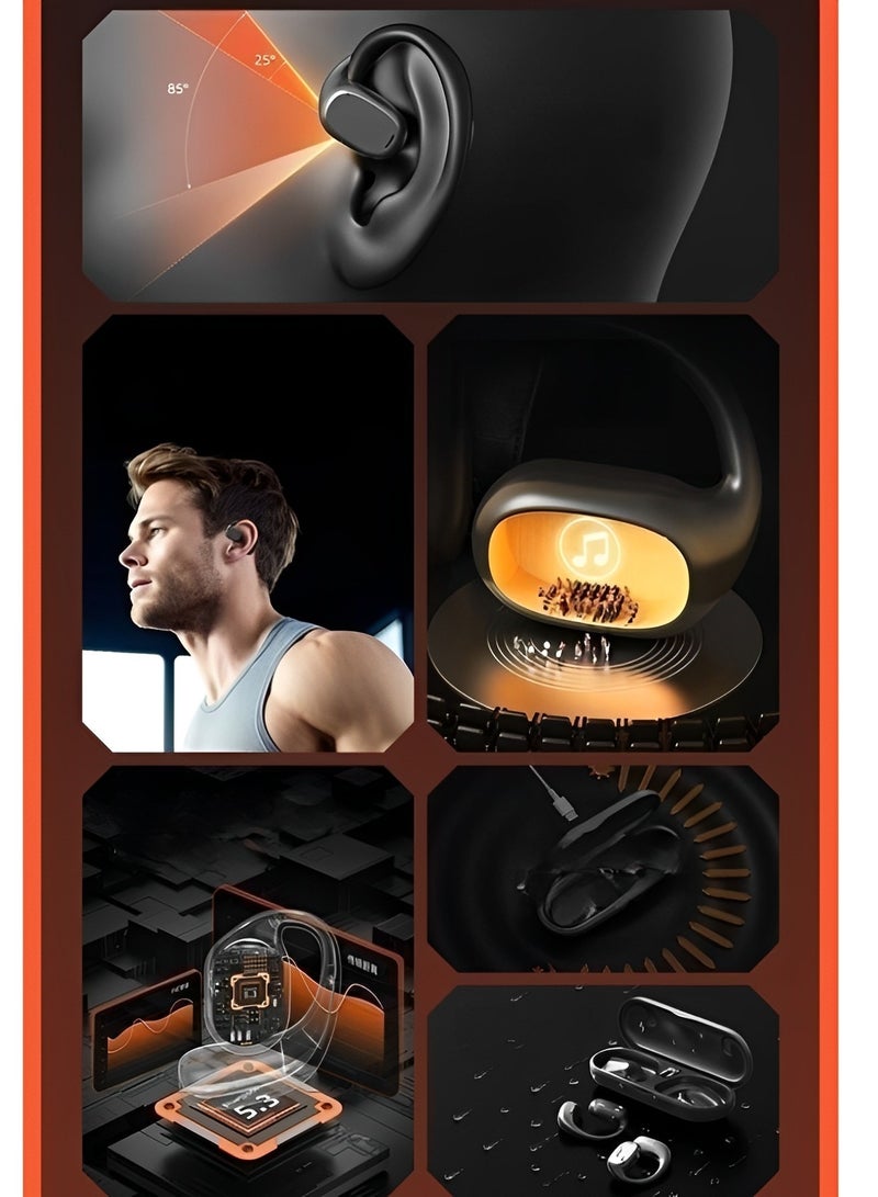 ريوكل سماعات رأس مفتوحة الأذن سماعات توصيل عظمي مريحة بمشبك سماعات أذن لاسلكية بلوتوث 5.3 سماعات أذن رياضية 99 ساعة سماعات أذن عالية الدقة IPX5 للجري - Image 3