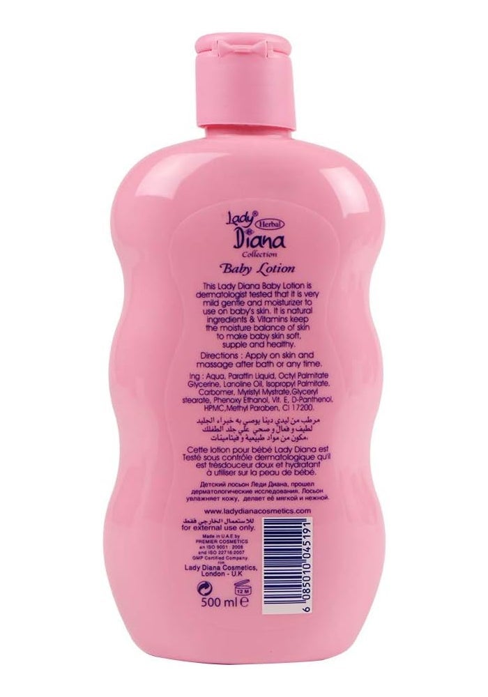 Lady Diana Herbal Collection Mild & Gentle Baby Lotion 500ml with Vitamin E - Image 3