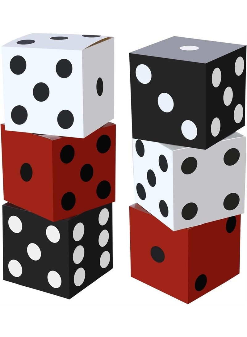 6 PCS Dice Boxes in Casino Theme Party Decorations 11" Large Jumbo Dice Vegas Party Decorations for Game Night Las Vegas New Year Graduation Prom Supply (3 COLOR) - Image 1