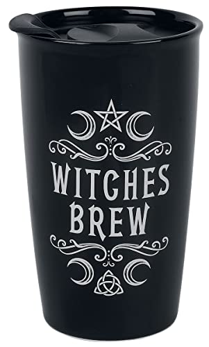 Alchemy Gothic The Vault Crescent Witches Brew Double Walled Ceramic Coffee Mug - Image 1